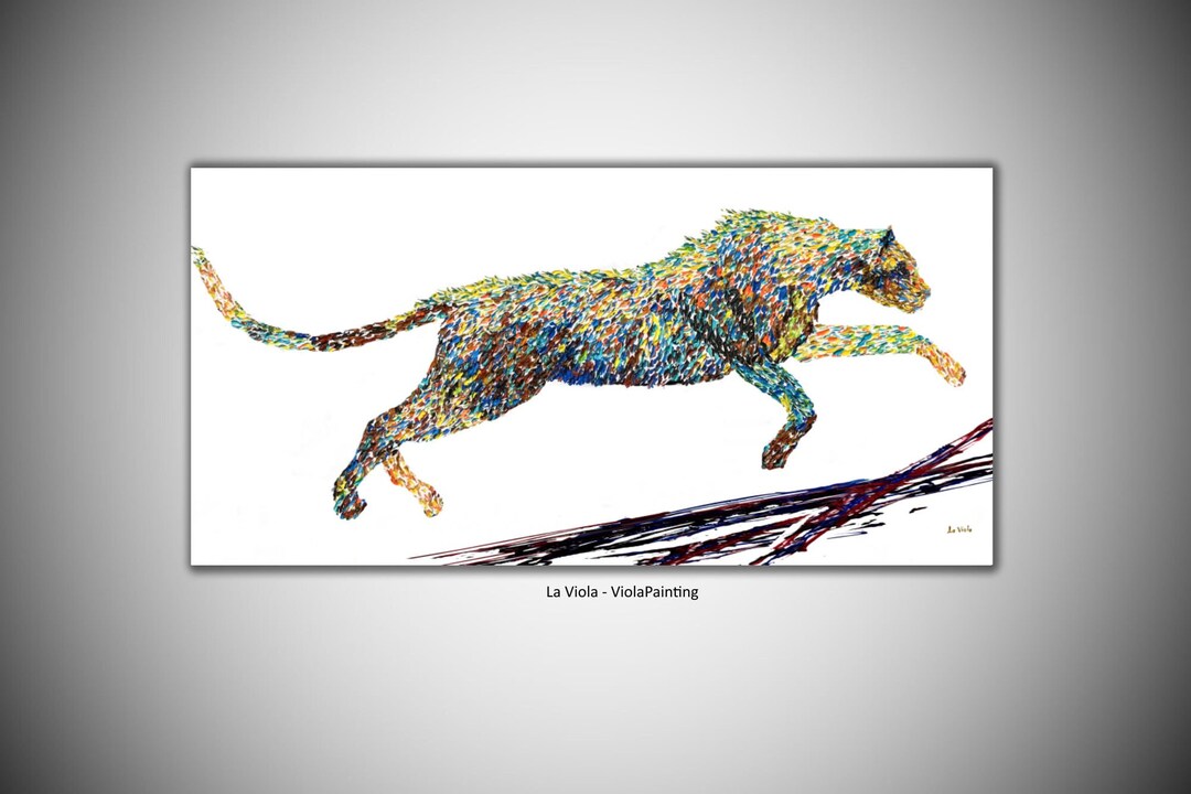 Animal Painting Big Cat Wall Art Jaguar Paintings Canvas Etsy