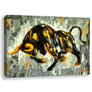 Bull Print Painting, Bull Bear Painting Wall Street Poster, Bull Bear Poster, Bull Wall Art Print, Bull and Bear Stock Exchange Artwork