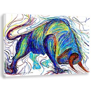 Bull Print Painting, Bull Bear Painting Wall Street Poster, Bull Bear Poster, Bull Wall Art Print, Bull and Bear Stock Exchange Artwork