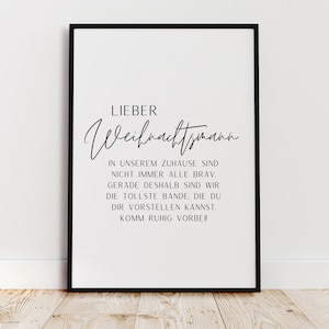Poster | "Dear Santa Claus" | Christmas decoration | Scandinavian Christmas decoration | Christmas | Christmas picture | Nordic |