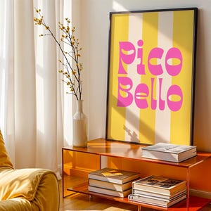 Manifesto tipografico – decorazione murale a strisce in stile Bauhaus | Soggiorno, cucina o ufficio | rosa giallo | manifesto primavera moderno | Metà secolo