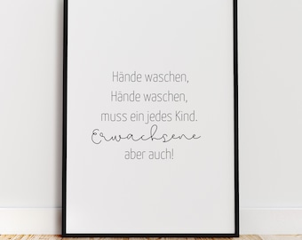 Poster for bathroom | toilet | guest toilet | washing hands | bathroom poster | typography | print | toilet jokes | funny | Wc