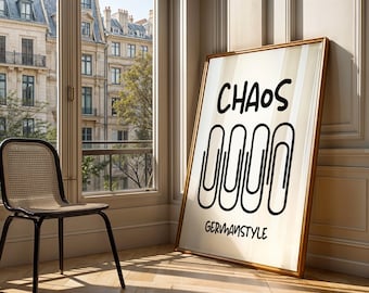 Office poster – Chaos German Style – funny – wall decoration – home office saying – printable art for the office, living room, dining room | Gift work