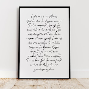 Zitat Liebe | Poster | Hochzeit | Geschenkidee | Muttertag | Vatertag | minimalistisch | modern | gerahmtes Poster | Kunstdruck |