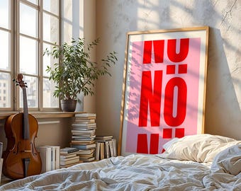 Nope! Poster for your home - Digital Download - red pink typography | decor | mural | file | art print | printable | image