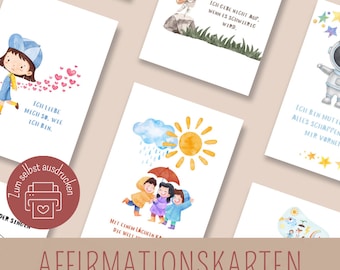 24 cartes d'affirmation | Pensées positives pour les enfants | Affirmations des enfants | Esprit de croissance | Renforcer la confiance en soi | fichier numérique