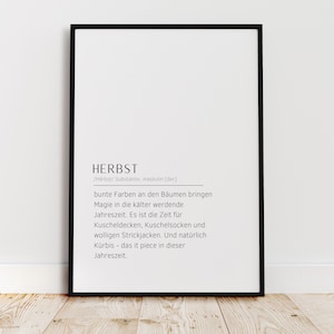 Definition Herbst | Herbstposter | Herbstdekoration | Herbst | Wanddekoration | Poster Design |