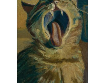 Matte Vertical Posters - "Cat Yawning" by Lester Pokorny