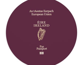 Ireland Passport Cover Mouse Pad | Éire Harp Travel Document Design