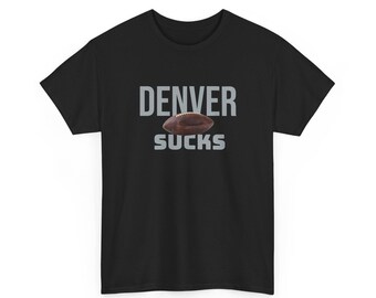 Denver Sucks Football T-Shirt in Raider Colors