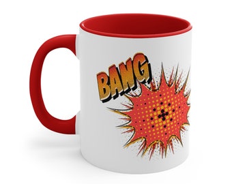 Comic Book Themed Bang Pow Accent 11oz Coffee Mug,