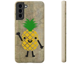 Biodegradable Phone Case for iPhone, Android, and Google Pixel Phones, Cute "Wavy Pineapple Peep"
