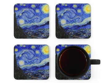 Van Gogh's Starry Night Corkwood Coaster Set