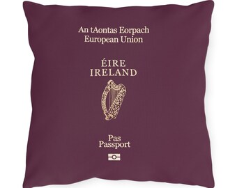 Outdoor Pillows -  Irish Passport-themed Square 16 in x 16 in Pillows