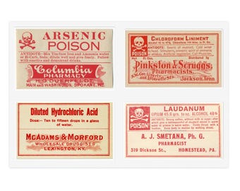 Old Timey Medicine and Poison Labels Sticker Sheets