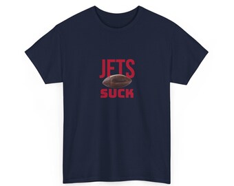 Jets Suck Graphic T-Shirt in New England Football Colors