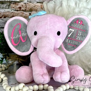 Personalized Plush Elephant: Baby Birth Announcement Gift