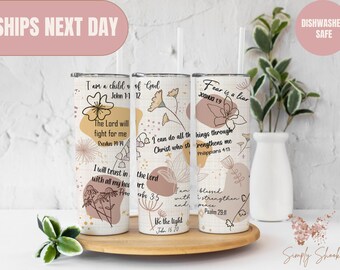 Bible Verse Stainless Steel Tumbler: Christian Affirmation Mom Gift