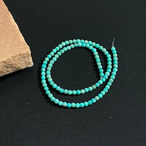 Turquoise Beads Round 4mm 16&#39;&#39; Genuine Natural Arizona Kingman. Ship from USA