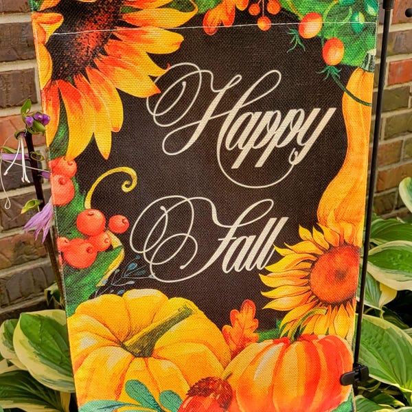 Fall Garden Flag, Happy Fall Garden Flag, Garden Flag, Autumn Outdoor Garden Flag, Garden Art