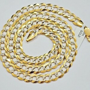 10k yellow gold necklace chain cuban curb link 9mm 24" inch diamond cut solid