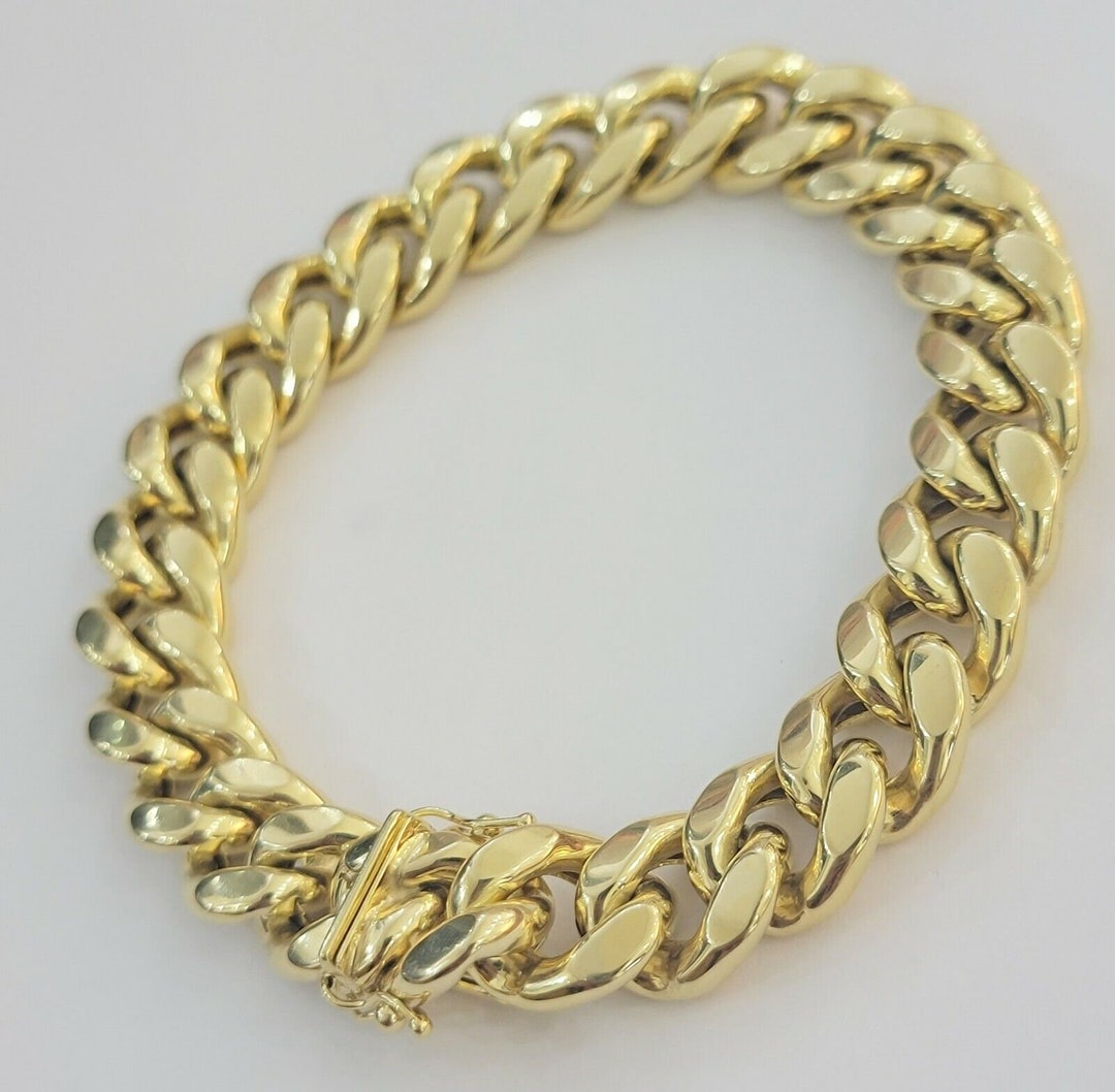 Mens Real 10k Gold Miami Cuban Bracelet 9