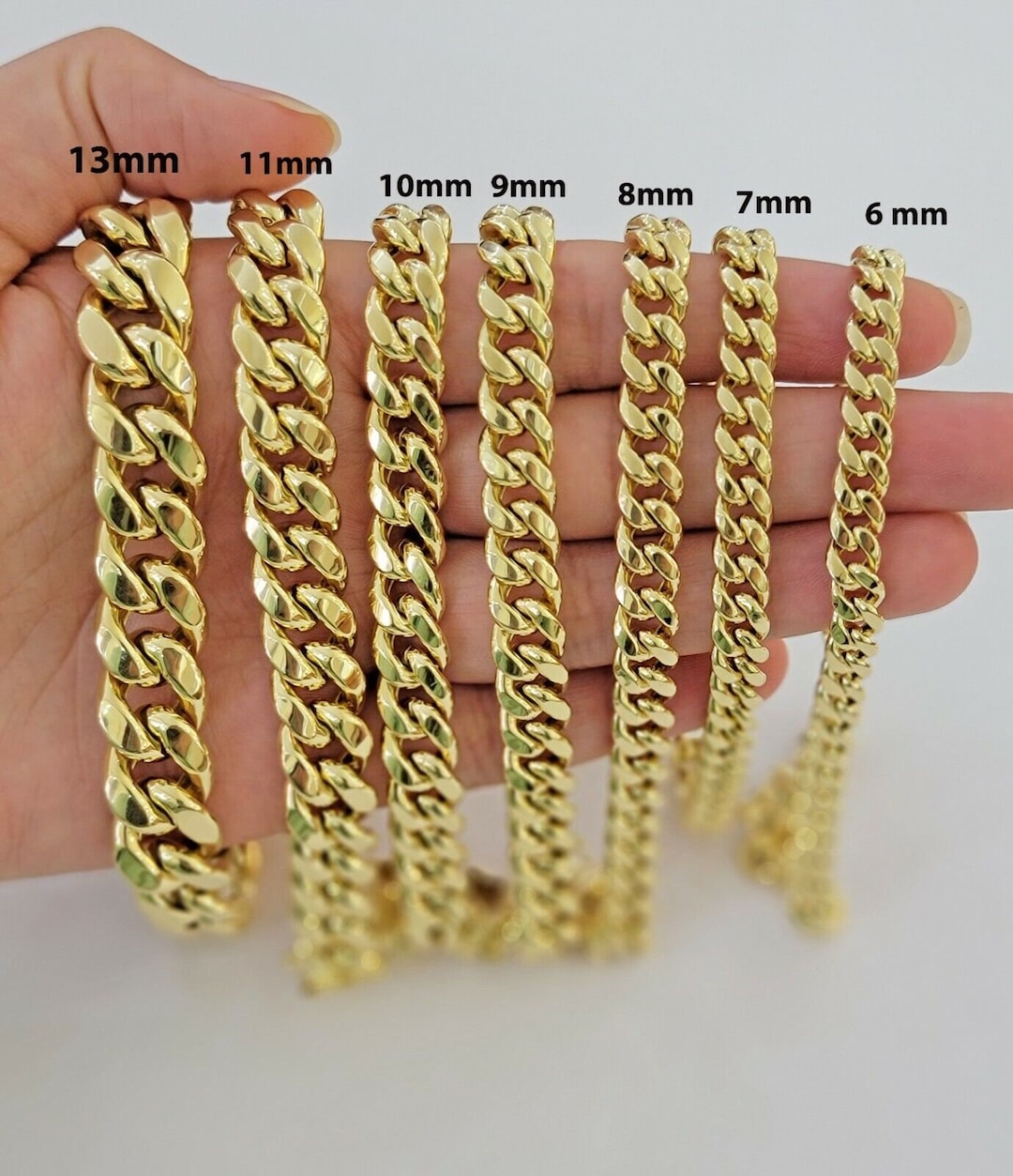 Real 10k Gold Bracelet 8 Miami Cuban Link 6mm 13mm 10kt Yellow Gold how-big-is-2024-pt500h-grace-rochelle
