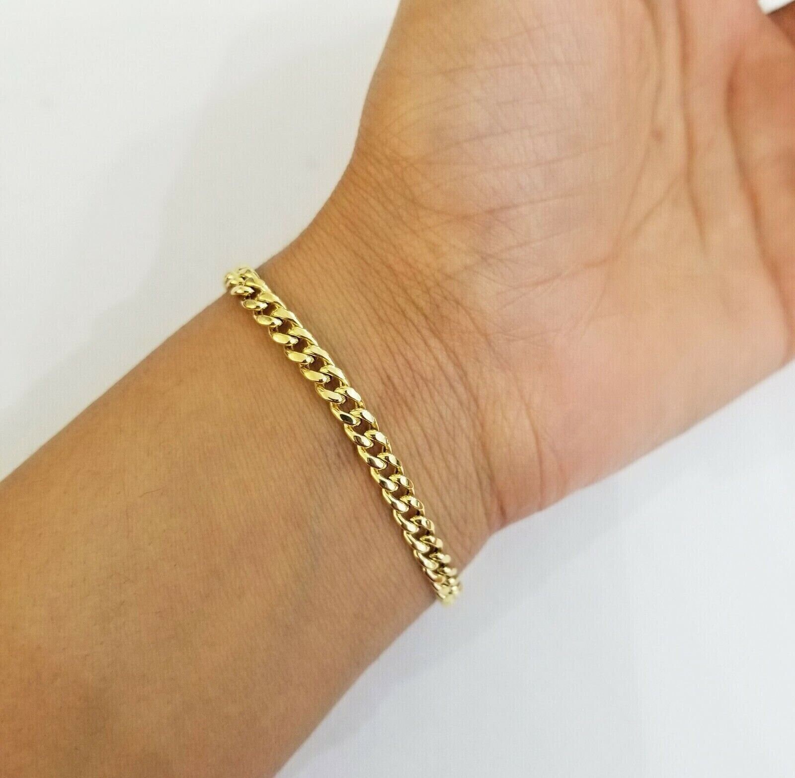 10k Gold Bracelet 8 Inch 4.5mm Miami Cuban Link With Lobster Lock
