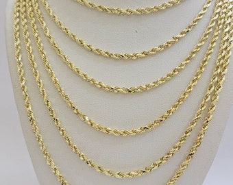 Buy 14k Yellow Gold Rope Chain Necklace 18