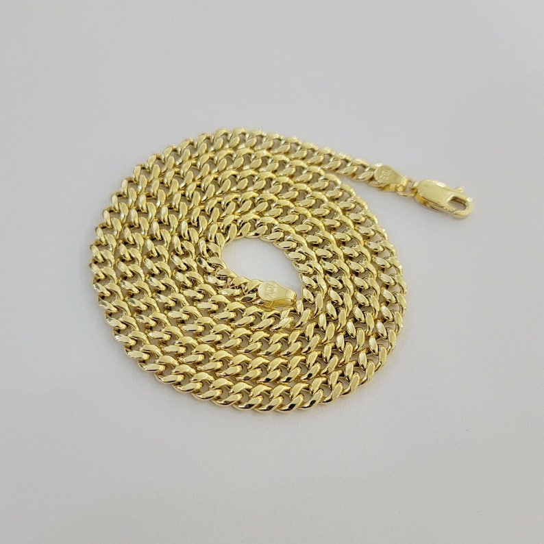 Real 10k Gold Chain Miami Cuban Link Necklace 18 - Etsy