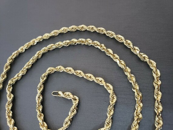 Real 10K Gold Rope Chain 3mm 4mm 