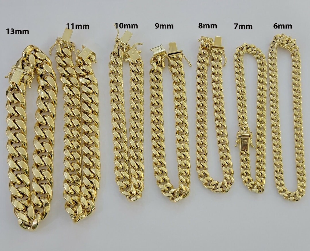 Real 10k Yellow Gold Bracelet 6mm-15mm Miami Cuban Link