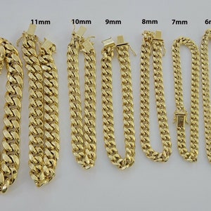 real 10k yellow gold bracelet 6mm-15mm miami cuban link 7.5"-9" inch men's 10kt ,chain