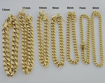 real 10k yellow gold bracelet 6mm-15mm miami cuban link 7.5"-9" inch men's 10kt ,chain