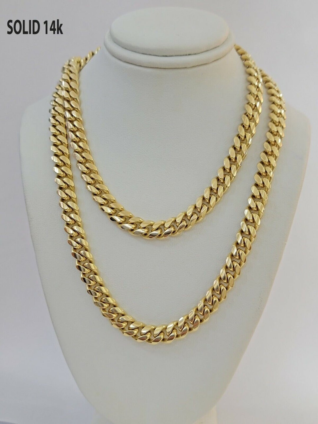 Real 14k Gold Chain 8mm Miami Cuban Link 26 Necklace Men 14kt Yellow