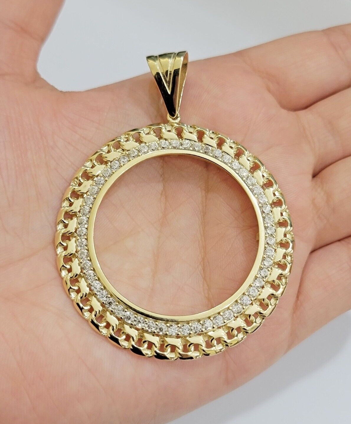 real 10k yellow gold bezel charm pendant round mexican centenario coin 10kt sale