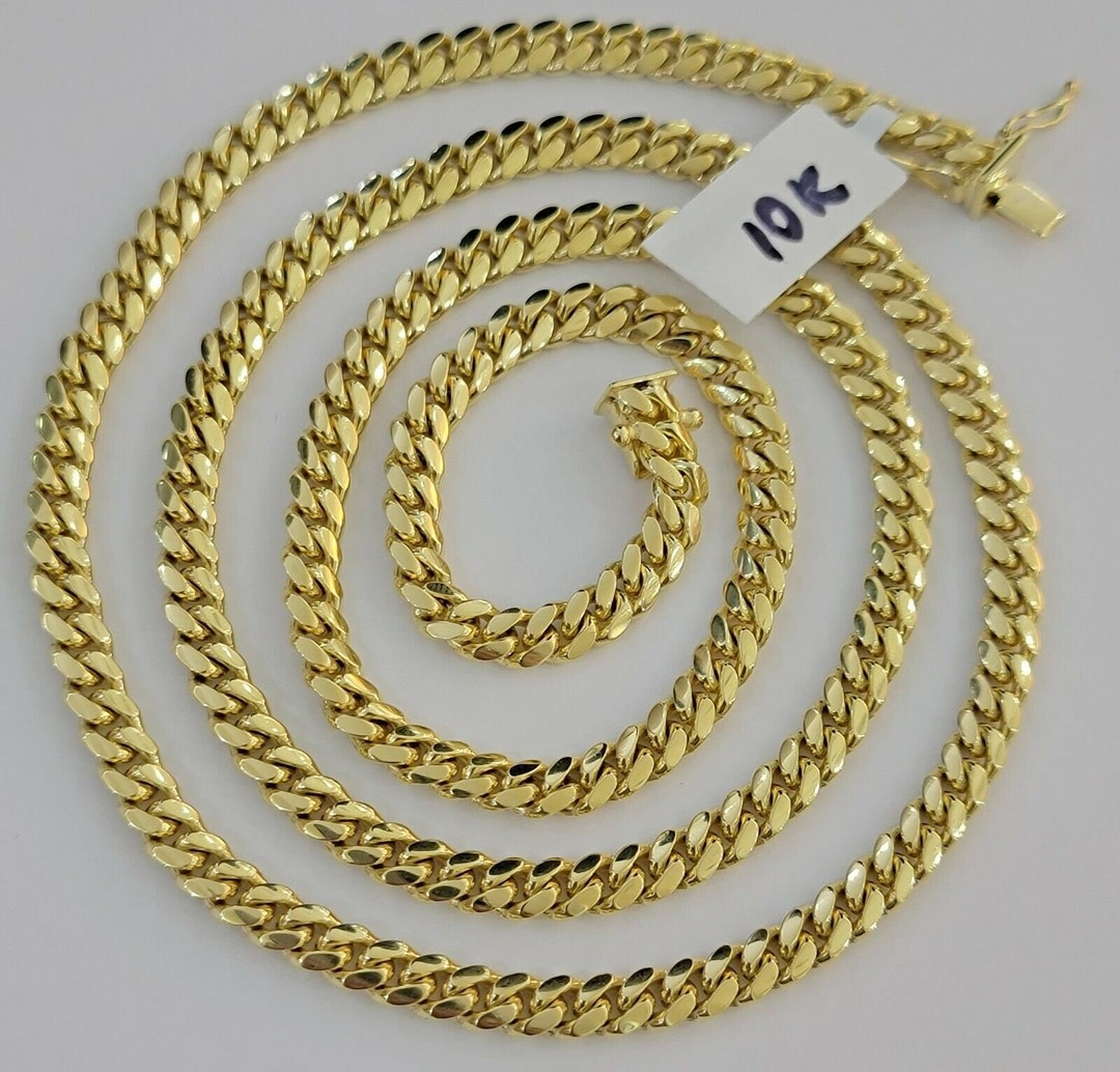 Real 10k Gold Chain Miami Cuban Link 5mm Necklace 1824 Solid 10kt Men