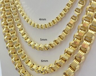 real 10k gold box byzantine chain necklace 20"-28" inch 4mm 5mm 6mm 7mm 10kt men