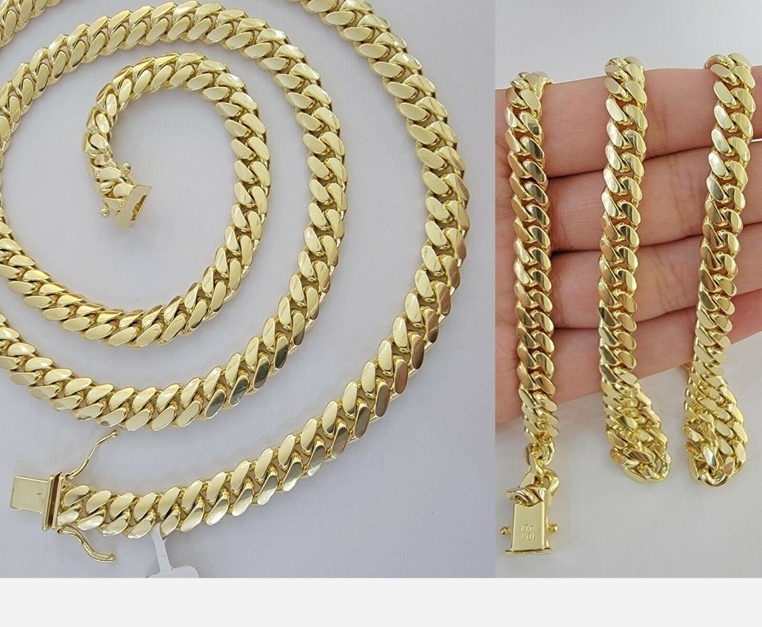 Real 10k Gold Chain Miami Cuban Solid Link Necklace 24 Etsy