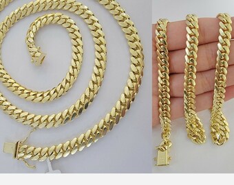 real 10k gold chain miami cuban solid link necklace 24" inch 7mm 10kt box clasp