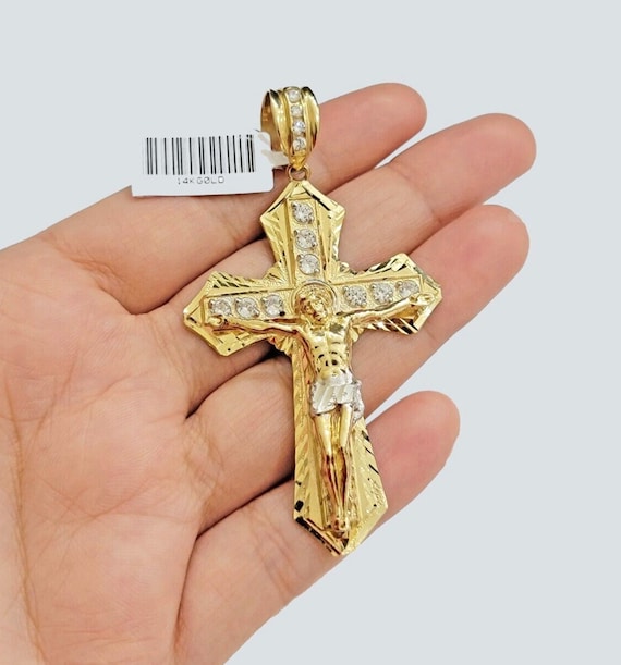 14k Gold Mens Gold Crucifix Cross Necklace Men's 14k Gold Cross