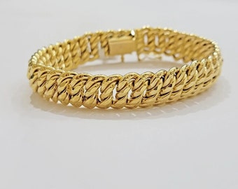 real 14k gold ladies bracelet flat byzantine link 8mm women 7.5 inch 14kt unique