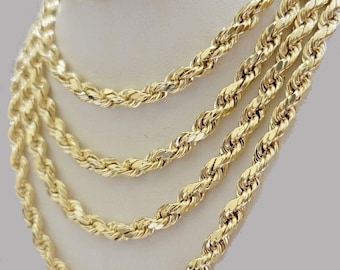 14k gold rope chain necklace 6mm 18-26 inch diamond cut men women real 14kt sale
