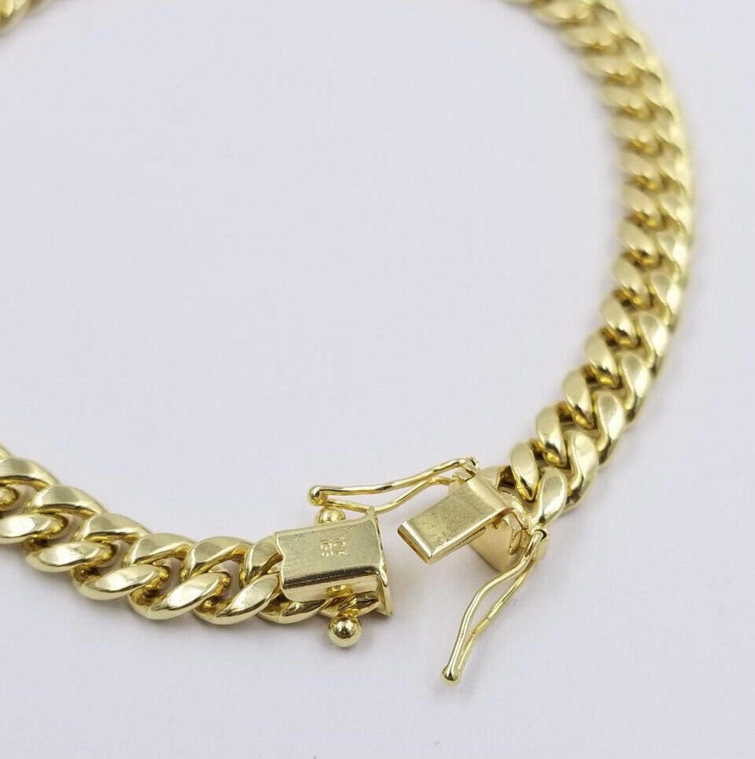 Buy Ladies Real Gold 10k Yellow Gold Cuban Link Bracelet 6mm 8