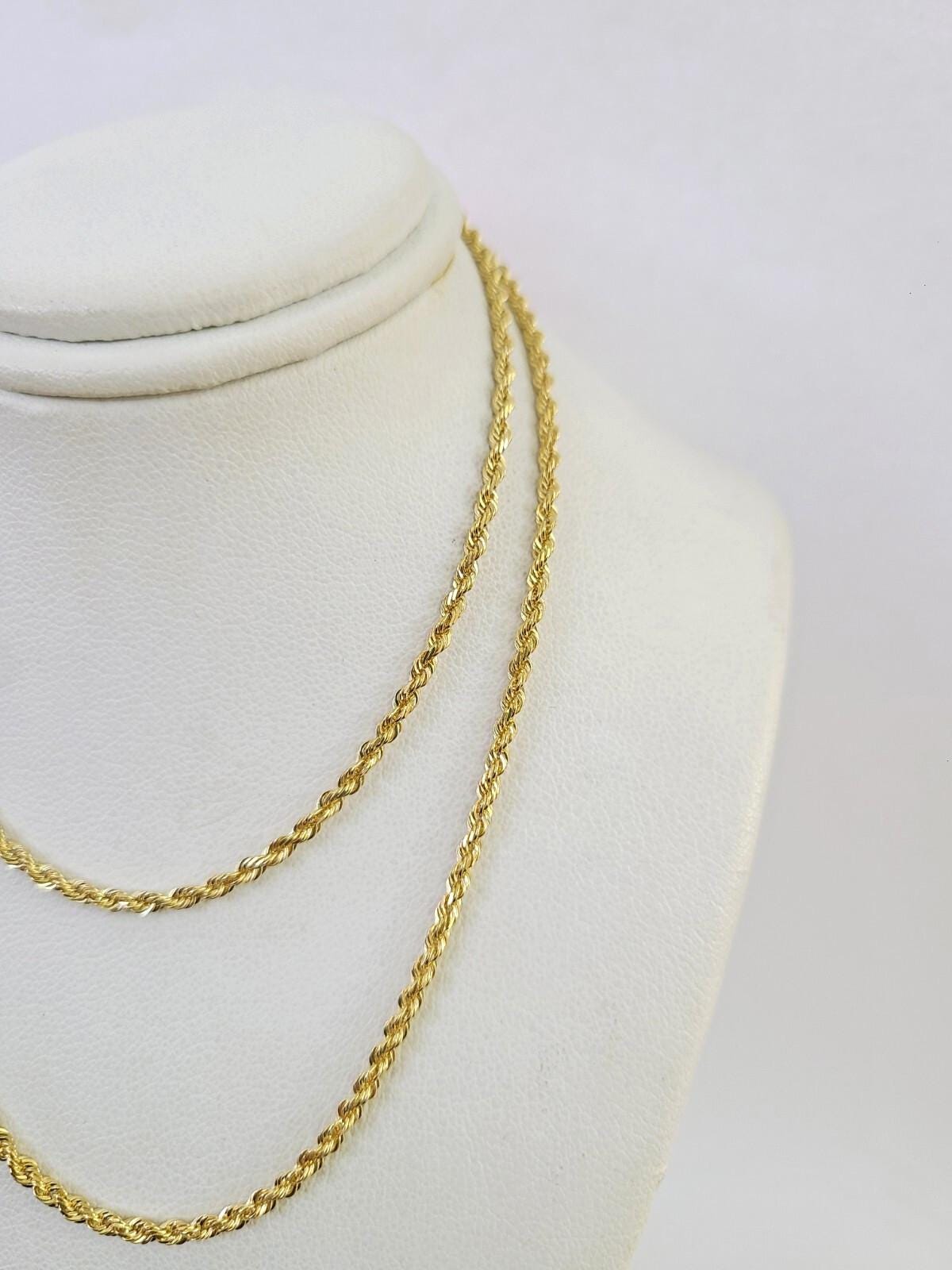 18k Rope Chain Real 18k Rope Chain Necklace 22 Inches 2mm Yellow Gold Men Women 18kt ...