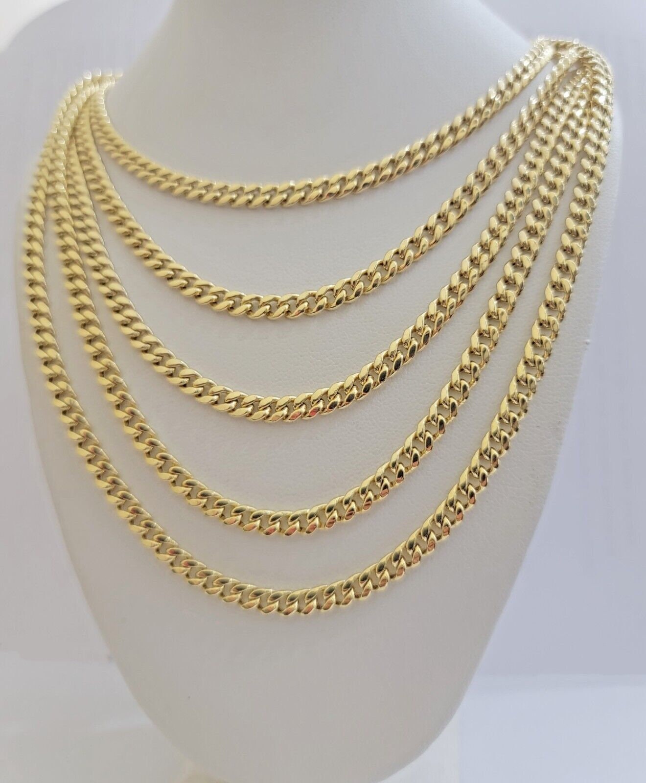 Buy Real 10k Gold Chain Necklace Miami Cuban Link 5mm 16 