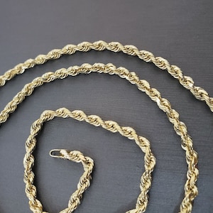 real 10k gold rope chain 3mm 4mm necklace 10kt yellow gold 16-30&quot; diamond cut