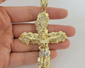 10k Gold Rope Chain & Cross Charm Pendant Mens 10kt Yellow Gold 8mm 26  Necklace - Etsy