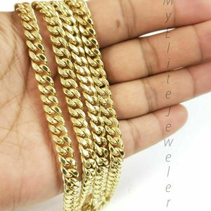 Real Gold Mens Chain 16"-30" Miami Cuban Link 6mm 7mm 8mm 9mm 10K Gold Necklace