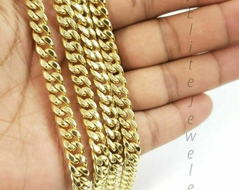 Real Gold Mens Chain 16"-30" Miami Cuban Link 6mm 7mm 8mm 9mm 10K Gold Necklace